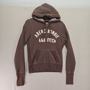 Abercrombie Fitch Hoodie Boys Large Brown Youth Sweatshirt Authentic Applique